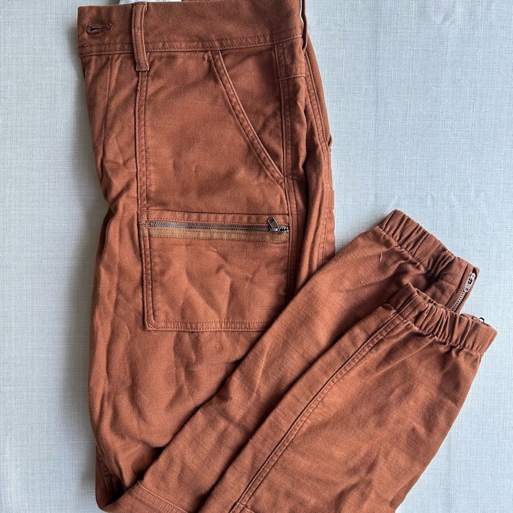 REI Terracotta Cotton Pants with Elastic Cuffs and Zipper Pockets— Worn Once
